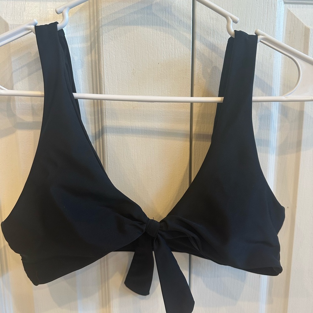 Black Tie-Front Bikini Top